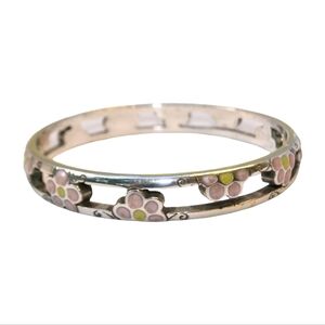 Brighton Floral Silver Pale Pink & Yellow Bangle Bracelet